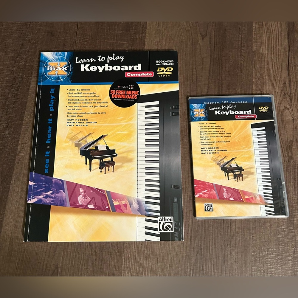 Learn To Play Keyboard Levels 1 & 2 Alfred Max Book And DVD Complete Pre-Owned